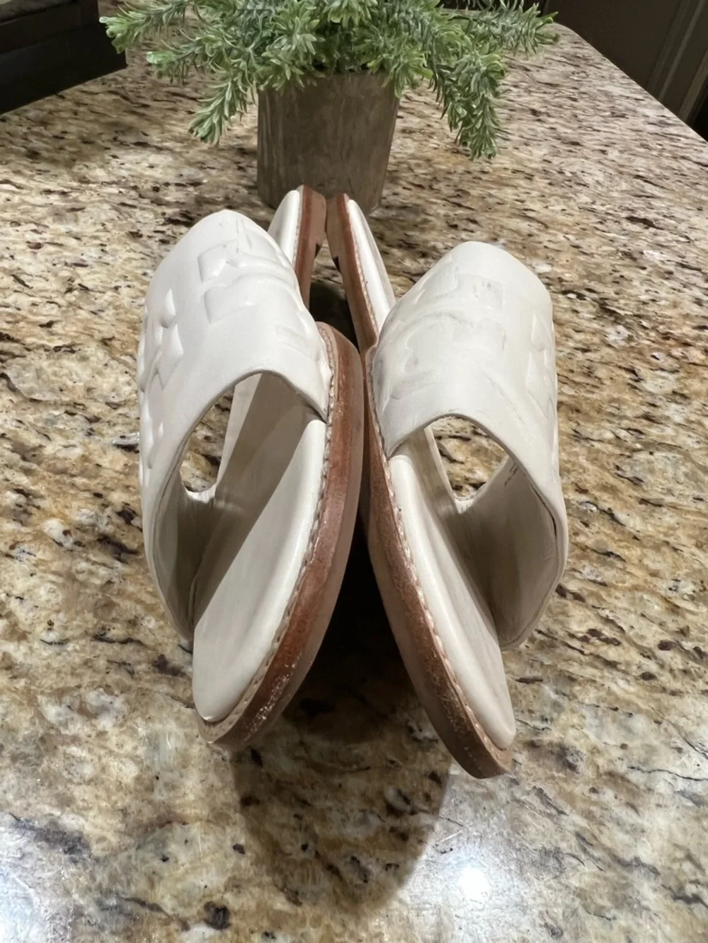 Tory Burch Everly High Frequency White Logo Embossed Slide Sandals 9.5M